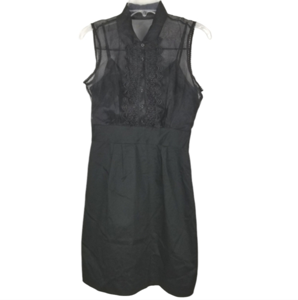 Eci NY Black Silk Lace Sheer Babydoll Size 6 Y2K Whimsigoth Romantic Coquette